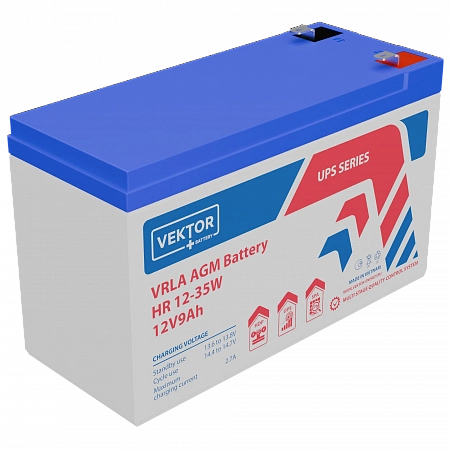Купить Аккумуляторная батарея VEKTOR ENERGY HR 12-35W 12В 8Ач AGM F2 для ИБП в Санкт-Петербурге