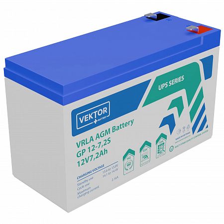 Купить Аккумуляторная батарея VEKTOR ENERGY GP 12-7.2S 12В 7.8Ач AGM F2 для ИБП в Санкт-Петербурге