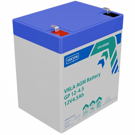 Купить Аккумуляторная батарея VEKTOR ENERGY GP 12-4.5S 12В 4.5Ач AGM F1 для ИБП в Санкт-Петербурге